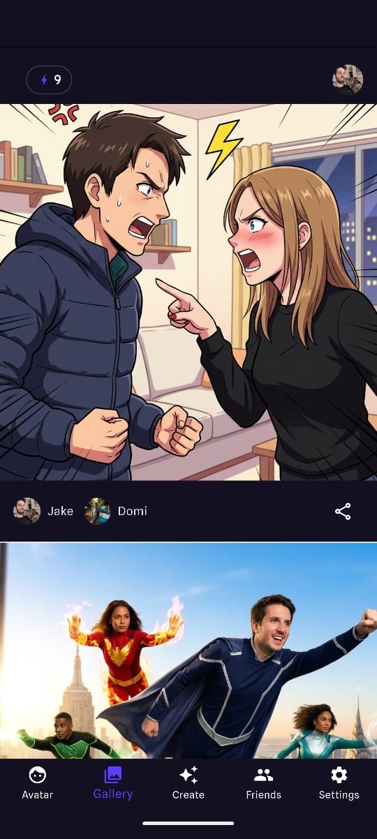 StarringUs gallery with AI generated group photos